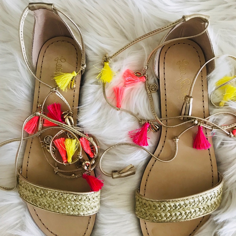 Lilly Pulitzer “Willa” Lace Up Sandals, New in Box